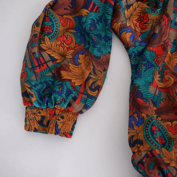 Vintage Teal Nylon Zip Up Lightweight Spring Jacket L - Picture 9 of 10